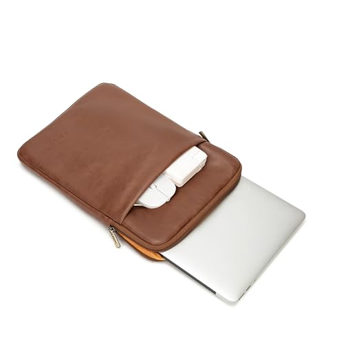 Kinmac 360° Protective Vertical Laptop Sleeve Case Cover Bag (Coffee PU, 12.5 inch-13.3 inch) - color: Coffee PU, size: 12.5 inch-13.3 inch