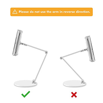 Viozon Tablet Stand Holder Mount, Rotate 360 Degrees of Flexible, Height and Angle Adjustable, High-Grade Aluminium Alloy Long Arm Compatible with 4.5-13 Mobile Phone and Tablet, iPhone, iPad(White)