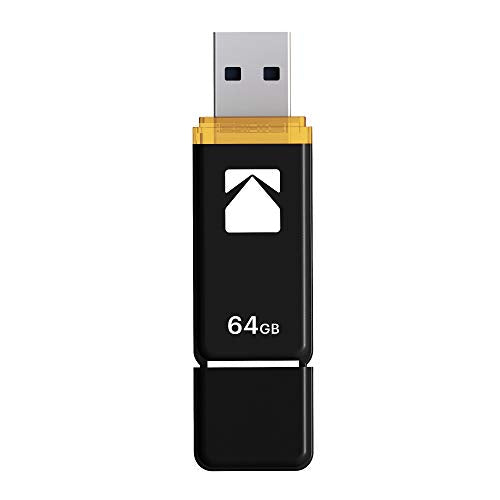 Kodak EKMMD64GK103 - USB Drive 3.2/3.1/3.0-64 GB - Classic Serie - K100 Model - Black mat casing with a Transparent Yellow Neck + a Cap - size: 64 GB