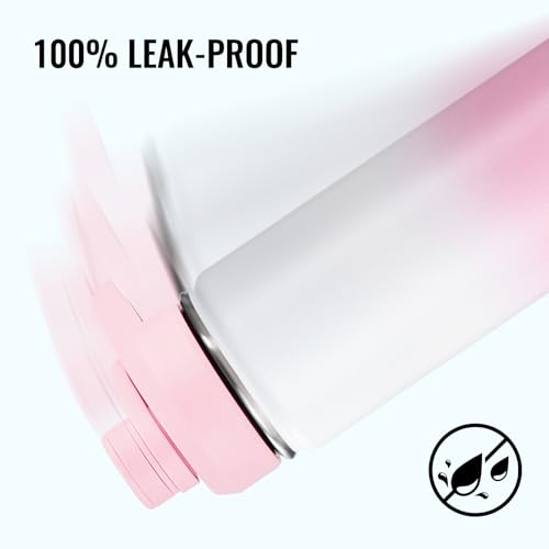 Fijinhom Insulated Water Bottle with Handle, 304 Stainless Steel Water Bottles with Wide Mouth, Double Wall Vacuum Sports Water Bottle, BPA Free, Keep Cold and Hot, 24 Ounces, Strawberry Milk - color: Strawberry Milk, size: 24 Ounces