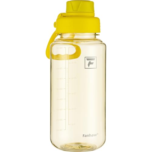 Fanhaw 32 oz Clear BPA-Free Tritan Water Bottle with Fast-Flow Spout Lid, BPA-Free & Leak-Proof Wide-Mouth Reusable Bottle for Gym, School & Office, Back to School Essentials (Imperial Yellow) - color: Imperial Yellow, style: 32 Ounces