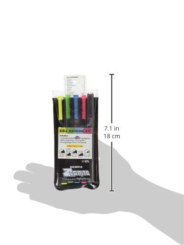 G.T. Luscombe Company, Inc. Zebrite Bible Marking Kit | No Bleed Pigmented Ink | No Fading or Smearing | Double Ended Highlighters, Note Pen & Books of the Bible Ruler/Bookmark (Set of 5 + Ruler)