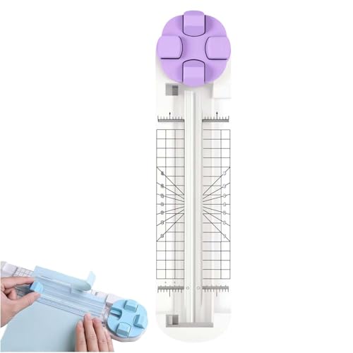 4 in 1 Paper Cutter, 4 Paper Cutting Methods (Straight Line, Wavy, Dotted, Folded Lines), Plus Side Ruler，Plastic (Purple) - color: Purple