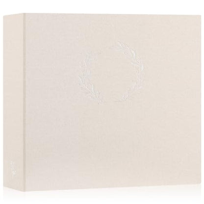 Lanpn Photo Album Scrapbook 12x12, Linen Cover Wreath Design Top Load 3 Ring Folder Binder Photobook Photo Book 12 x 12 inch with 30 Plastic Sleeves 60 Pages Beige - color: Beige, size: 12x12"