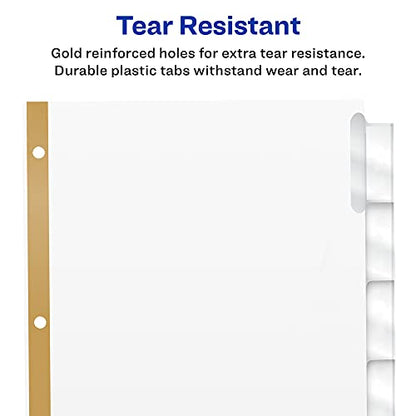 Avery 5-Tab Binder Dividers, Insertable Clear Big Tabs, 1 Set (11122) - style: 1 Set