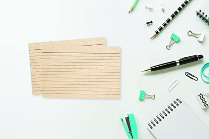 Home Advantage Double Sided Ruled Kraft Tan Index Cards, File Note Cards (4-x-6)