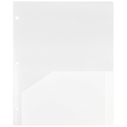 JAM PAPER Heavy Duty Plastic 3 Hole Punch Pocket Folders - Extra Tough School Folders - Clear - 6/Pack - color: Clear, size: 6 Per Pack