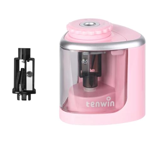 Electric Pencil Sharpeners Powerful Stall-Free Motor Portable Electric Battery Operated Pencil Sharpener Battery Powered Classroom Pencil Sharpeners for School Home Office Classroom(Pink)