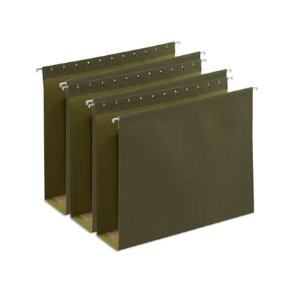 Staples Reinforced Hanging File Folders, Letter Size, 3" Expansion, Wide‑Capacity Box‑Bottom Design, Standard Green – 25/Pack - style: 25 Pack
