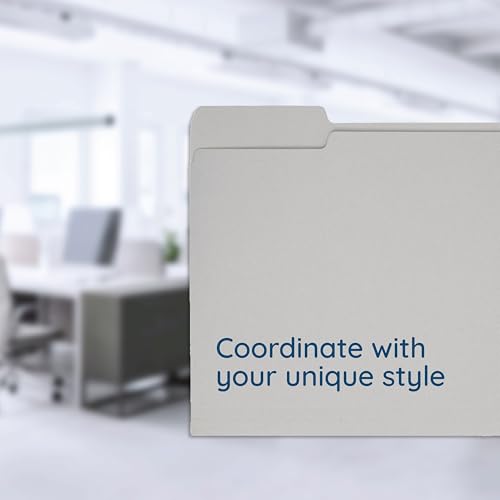 Blue Summit Supplies 100 Gray File Folders, Letter Size, 1/3 Cut Tab, 11pt | Durable 11pt gray paper, 1/3 cut tabs, holds letter documents, home and office color coded filing - color: Gray
