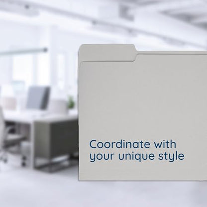 Blue Summit Supplies 100 Gray File Folders, Letter Size, 1/3 Cut Tab, 11pt | Durable 11pt gray paper, 1/3 cut tabs, holds letter documents, home and office color coded filing - color: Gray