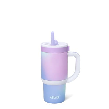 Ello Oasis 14oz Stainless Steel Toddler Tumbler with Handle & Retracting Straw, 100% Leakproof, Double-Wall Vacuum Insulated, Kids Water Bottle for School, BPA Free, Dishwasher Safe, Purple Swirl - color: Purple Swirl, size: 14 Ounces