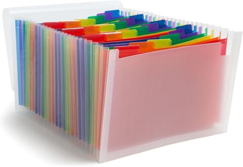 Smead Desktop Poly Expanding File Folder Organizer, Accordion File, Paper Document Storage, 24 Pockets, Flap and Cord Closure, Letter Size (70897) - size: Letter, style: 24 Pocket