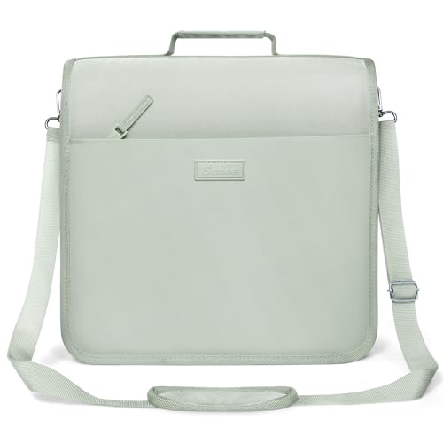 SUNEE Zipper Binder 3 Ring, 3 Inch O-Ring with Handle and Shoulder Strap, 600-Sheet Capacity, 5-Tab Expanding File Folder, Multi-Pockets for Middle School Organizer Binder with Zipper, Sage Green - color: Sage Green