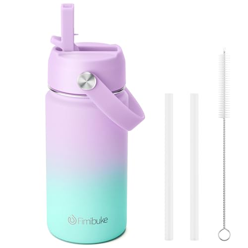 Fimibuke Kids Insulated Water Bottle - 14oz BPA-FREE 18/8 Stainless Steel Travel Tumbler Leak Proof Double Wall Vacuum Kid Cup with Straw Metal Water Bottle for School Boys Girls(1 Pack, Cotton Candy) - color: B22. Cotton Candy