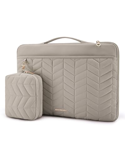 BAGSMART 13.3-14 Inch Laptop Case with Handle, Padded Laptop Sleeve Bag | Equipped Pouch for Charge Cable, Fits MacBook Air/Pro Portable Lightweight Sleeve for Women Easy Carrying - color: Warm Gray, size: 13-14 inch