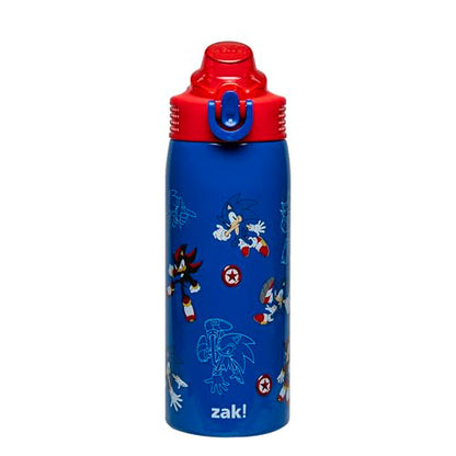 Zak Designs Sonic the Hedgehog Sage 19oz Leak-Proof Straw Kids Water Bottle | BPA Free, Insulated Stainless Steel, Cupholder Friendly, Dishwasher Safe, Lid Lock, Handle, For School, Home, Travel - color: Sonic the Hedgehog (Sage)