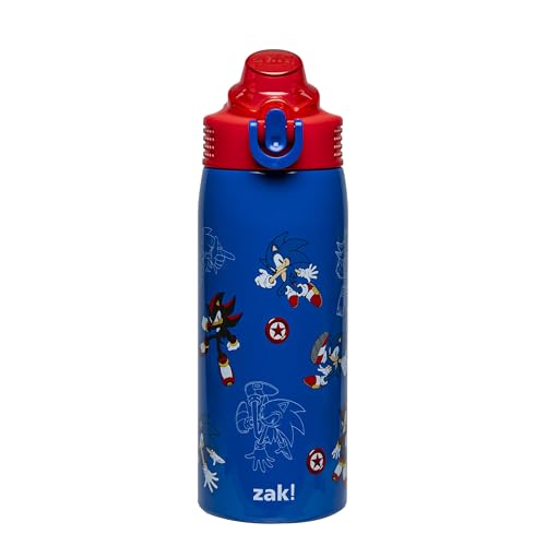 Zak Designs Sonic the Hedgehog Sage 19oz Leak-Proof Straw Kids Water Bottle | BPA Free, Insulated Stainless Steel, Cupholder Friendly, Dishwasher Safe, Lid Lock, Handle, For School, Home, Travel - color: Sonic the Hedgehog (Sage)