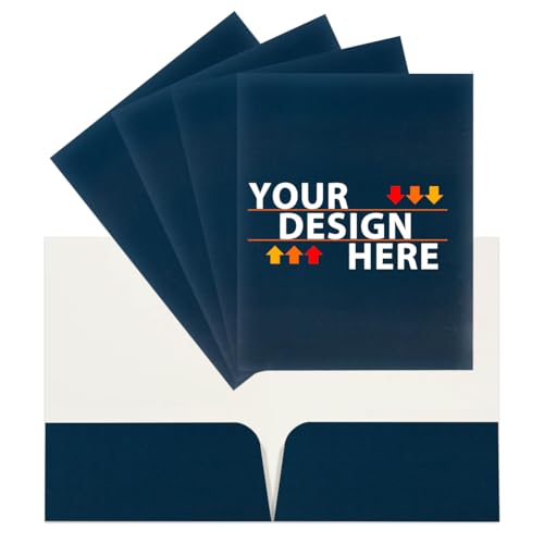 JAM PAPER Custom Printed Semi-Gloss Folders with Round Corner Pockets - Personalized Logo & Text - 10 pt C2S - Navy Blue - 100/Pack - color: Navy Blue, size: 10pt C2S - 100 Pack