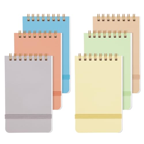 AZUREAL 6 PCS Small Spiral Notebook 3x5, Notebooks for Note Taking, Colorful Scheme Spiral Journal Notebook, Work Notebook Small Notebooks 3x5 with Strap, Cute Notebooks for Women 60Sheets/Note Books