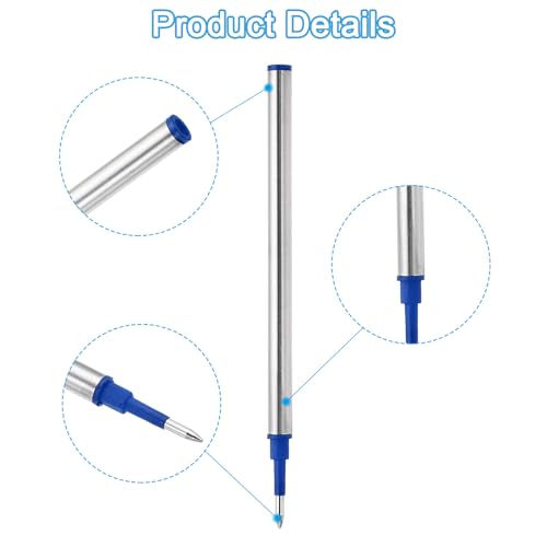 PATIKIL 1mm Pen Ink Refills, 10 Pcs Ballpoint Refill Medium Point Metal Compatible Replaceable Replacement for Pen Writing Office, Blue - color: Blue