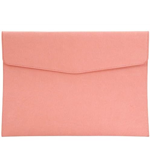 A4 PU Leather File Holder Document Folder Pink Thin Waterproof Portfolio Filing Envelope Oragnizer Pocket Storage Case with Snap Closure for Receipt Contract Stationery Tablet - color: Pink
