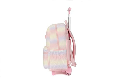 Pink Rolling school backpack for girls with Lunch Box 3pc Set(QUILTED PINK) - color: Quilted Pink