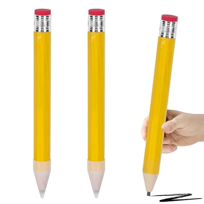 FOIMAS 3pcs Giant Wooden Pencils,13.4 Inch Novelty Jumbo Pencil Prop with Eraser for School Office Prop Supply Novelty Gift,Yellow