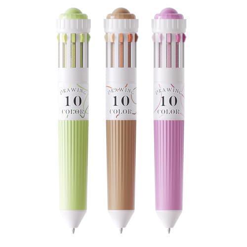 30 Colors Multicolor Pens, 3 Pack 10-in-1 | Retractable Ballpoint Pens, 0.8mm Smooth Writing Colored Pens with Rolling Top for Journaling, Adults, Artists - color: 3PCS-30 Colors Series4