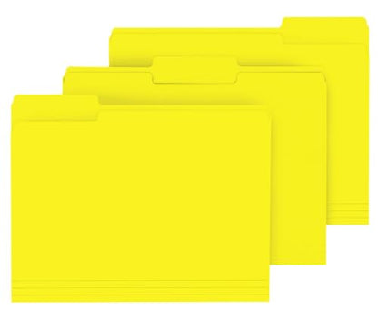 File Folder, PANDRI 120 Pack File Folder, 1/3 Cut Tab, Letter Size, Filing Folder for Office School Business, Yellow - color: Yellow