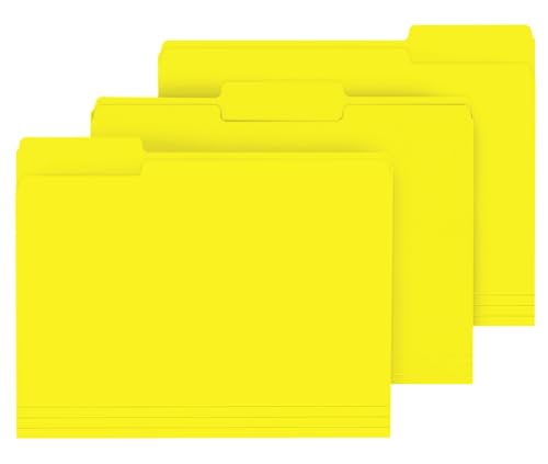 File Folder, PANDRI 120 Pack File Folder, 1/3 Cut Tab, Letter Size, Filing Folder for Office School Business, Yellow - color: Yellow