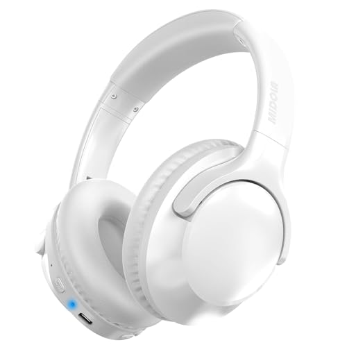 MIDOLA Bluetooth Headphones Over Ear, 68H Playtime Wireless Headphones with Microphone, 6 EQ Modes, HiFi Stereo Deep Bass, Foldable Lightweight Headset for Home Office, Cellphone, PC, White - color: White