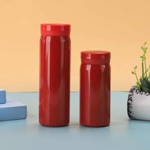 Mini 304 Stainless Steel Insulated Water Bottle,6.76oz Pocket-Sized Cup for Coffee Tea,Leakproof Portable Travel Mug Heat and Cold Preservation - color: Red, size: 6.8 Ounces