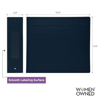Carstens 4-Inch Heavy Duty 3-Ring Binder - Side Opening, Navy Blue, Durable Plastic, No-Gap Rings, Waterproof Cover, No Pockets, Holds 600 US Letter Sheets, BPA-Free, Made in USA (1849-3R), Case of 10 - color: Navy Blue, size: Case of 10