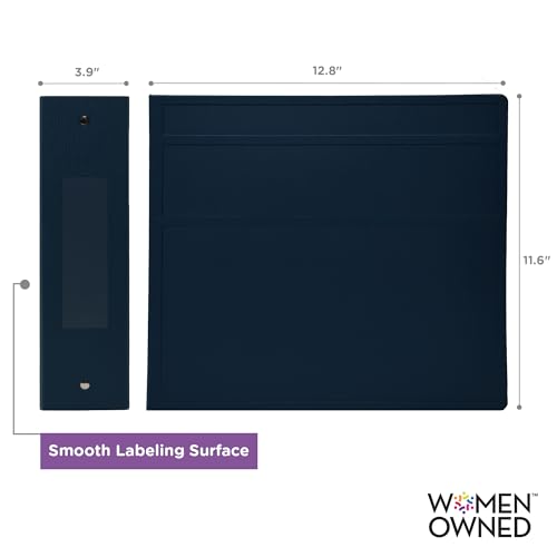 Carstens 4-Inch Heavy Duty 3-Ring Binder - Side Opening, Navy Blue, Durable Plastic, Precision No-Gap Rings, Waterproof Cover, No Pockets, Holds 600 US Letter Sheets, BPA-Free, Made in USA (1849-3R) - color: Navy Blue, size: Individual