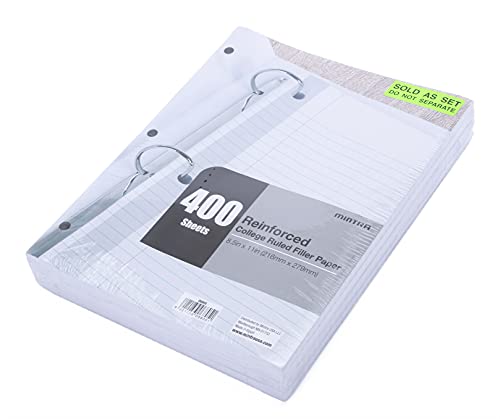 Mintra Reinforced Filler Paper (400 Sheets (4pk of 100), College Ruled) - color: College Ruled