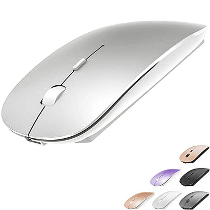 KLO Bluetooth Mouse for MacBook/Laptop/Notebook/pc/iPad/Chromebook, Wireless Mouse for MacBook Pro/AIR (Silver) - color: Silver
