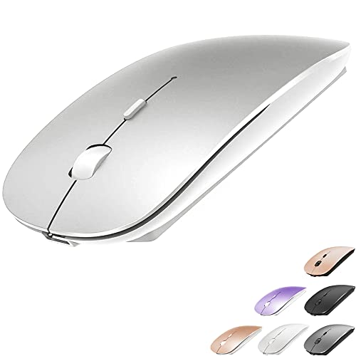 KLO Bluetooth Mouse for MacBook/Laptop/Notebook/pc/iPad/Chromebook, Wireless Mouse for MacBook Pro/AIR (Silver) - color: Silver