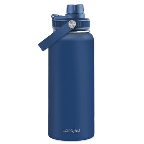 Insulated Stainless Steel Water Bottle 32oz, Vacuum Chug Lid Travel Tumbler for Men Friends Dad Brothers, Birthday Christmas Fathers Day (Royal Blue) - color: Solid Color 1