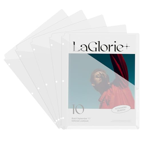 20 Pack Binder Dividers with Pockets Letter Size Clear Slash File Jacket 3 Hole Punch Plastic Document Folders for Office Home School (Transparent) - color: Transparent