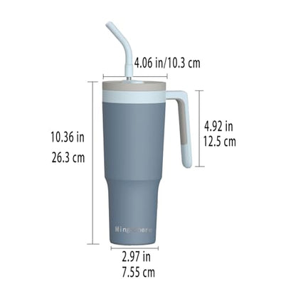 40 Oz Insulated Water Bottle with Straw & Handle, Blue | Leak-Proof, Keeps Cold 18H / Hot 12H, Removable Straw Cap for Easy Cleaning, Built-In Fruit Infuser for Tea & Fruit Drinks - color: Blue