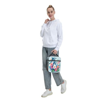 Dolphin Flowers Lunch Bag 10In | Insulated Lunch Box Reusable Tote Bag For Picnic Office For Women Men - color: Style 8