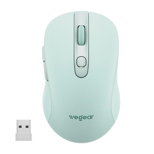 wegear USB Wireless Mouse for Laptop PC Mac, 2.4GHz Cordless Mouse with 6 Buttons, 5-Level Adjustable 4000 DPI, Ergonomic Portable Optical Computer Mice, 24-Month Battery Life (Mint Green) - color: Mint Green