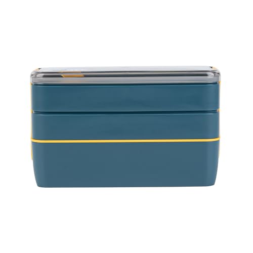 Restaurantware Bento Box 1 Count 30 Ounce Plastic Lunch Box Stackable With Cutlery, Leakproof Microwave-Safe Meal Prep Container Stackable Blue - size: 1 Count, style: 30 oz - Blue