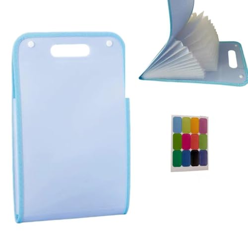 Vertical Accordion File Folder,13 Pockets Expanding File Organize with Labels,A4 Letter Size Paper Document Receipt Organizer Accordion Filing Folder for Classroom, Home,Office.(Blue) - color: Blue