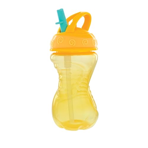 Nuby Flip-It Hard Straw Cups with Vari-Flo Straw - (2 Pack) 10 oz - Spill-Resistant - 12+ Months - Aqua/Yellow - color: Aqua & Yellow