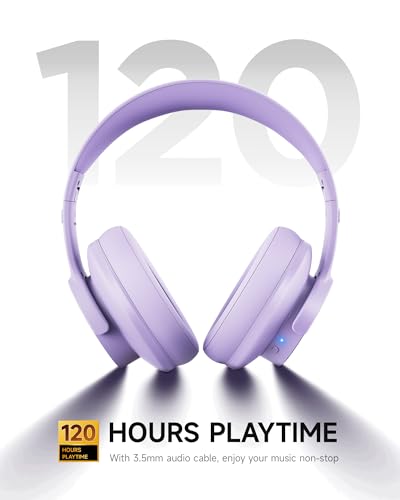 Picun B8 Headphones Wireless Bluetooth, 120H Bluetooth Headphone Over Ear with 3EQ Music Modes, Hands-Free Calls, Deep Bass Headphones for Travel Home Office Cellphone PC (Purple) - color: Purple