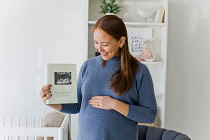 Pearhead My Pregnancy Journal, Guided Pregnancy Memory Book with Sonogram Photo Insert, Trimester Milestone Tracker & Keepsake for Expecting Moms, Baby Shower Gift, Sage Green Leaf - color: Sage Green Leaf Pregnancy Journal