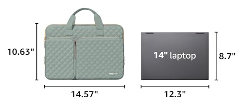 MOSISO 360 Protective Laptop Case 13.3 inch, 13-13.3 inch Laptop Sleeve Compatible with MacBook Air/Pro 13/Pro 14,HP Dell ASUS Lenovo, Square Quilted Bag Cover with 2 Pockets&Handle&Belt,Antique Green - color: Antique Green, size: 13.3 inch