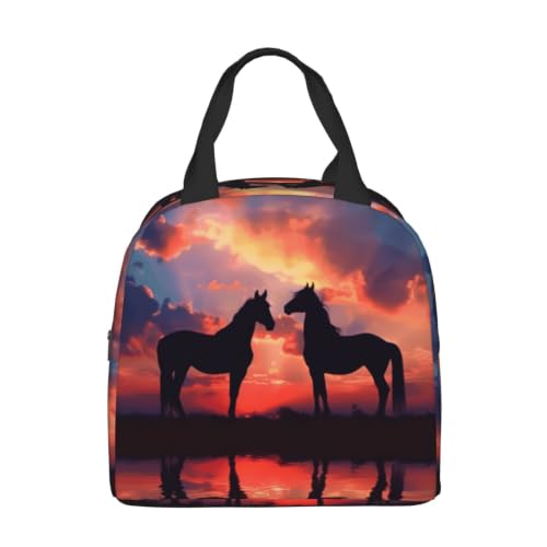 Sunset Horse Lunch Box - Insulated Lunch Bags for Kids Boys Girls Reusable Lunch Tote Bags, Perfect for School/Camping/Hiking/Picnic/Beach/Travel - color: Sunset Horse